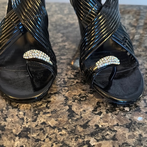 J. Renewals black and silver High Heeled Sandals EUC 8.5 - Picture 3 of 12